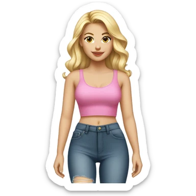 White girl in pink croptop, high heels sticker