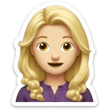Blond hair girl with a mustache  sticker