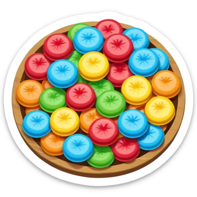 colorful vibrant round bumpy candy cluster, nerds gummy cluster sticker