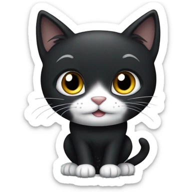 black cat with a white chin and white paws sticker