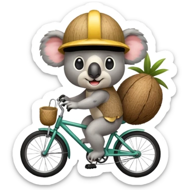 Koala con un casco de coco montando en bici sticker