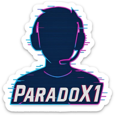 profile icon for ParadoX1 with glitch effect, modern streamer vibe sticker