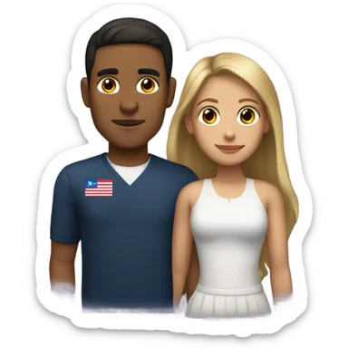 Puerto rican beard short brown hair  and blond long hair girl couple sticker