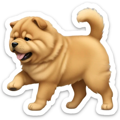chow chow puppy chasing tail sticker