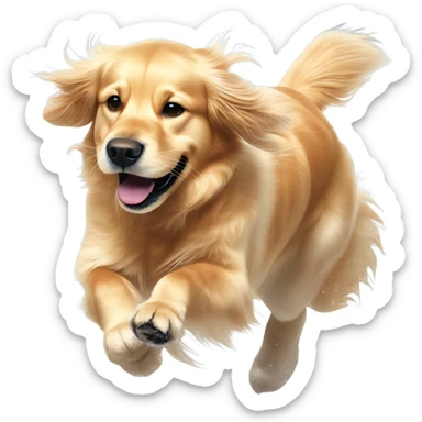 Golden retriever playing in the snow sticker