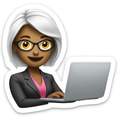 business woman with laptop sticker
