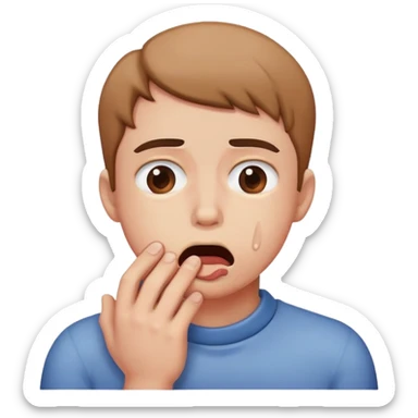 person choking themselves while looking awkward  sticker