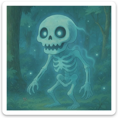 undead creature, ghibli style sticker