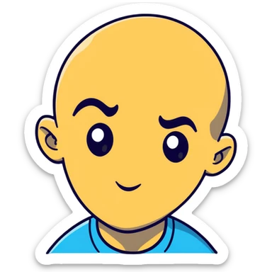 Man with an enormous forehead, comically large forehead, funny character sticker