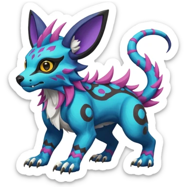 Rare realistic exotic cute epic pretty beautiful handsome gorgeous aesthetic colorful vibrant Vernid-Protogen-Primagen-Wickerbeast-species-Fakemon-creature by LiLaiRa, random markings, tufted ears, full body sticker