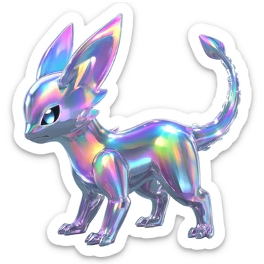  Epic legendary rare Shiny sparkly transparent bioluminescent luminescent vibrant bright pastel dark exotic iridescent colorful gradients futuristic modern metallic glossy glittery fantasy-cyber-Protogen-Fakémon-Pokémon-Vernid-creature sticker