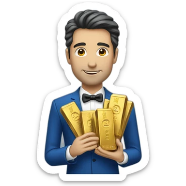Posh-man-with-blue-suit-offering-goldbar sticker