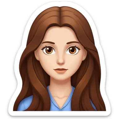 White woman with long brown hair and eyes. sticker