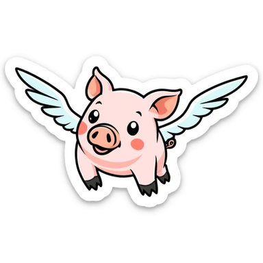 Pig flying sticker