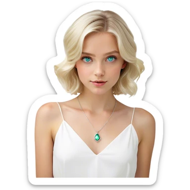 blonde girl in white portrait blue eyes sticker