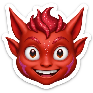 red glitter smilling imp sticker