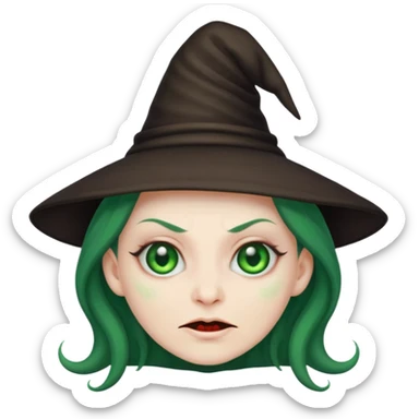 Creat an emoji of an evil monster Witch with Green eyes sticker