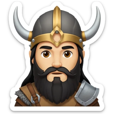 bearded Vikings with black long hair with out crown sticker
