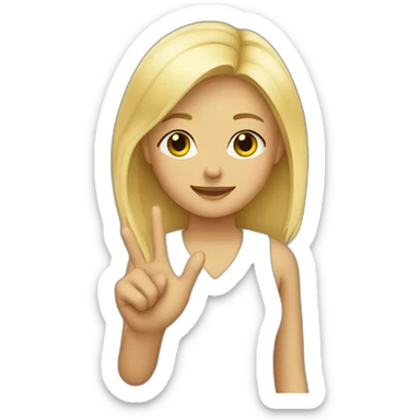 blonde girl holding up peace sign sticker