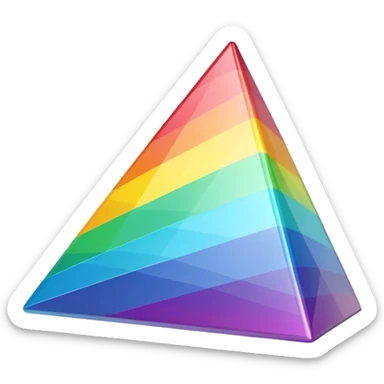A 3d, not to detailed rainbow prismatic triangular prism. sticker