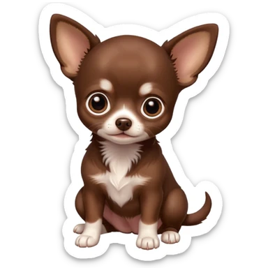 Generate an emoji of a chocolate-colored Chihuahua puppy sticker