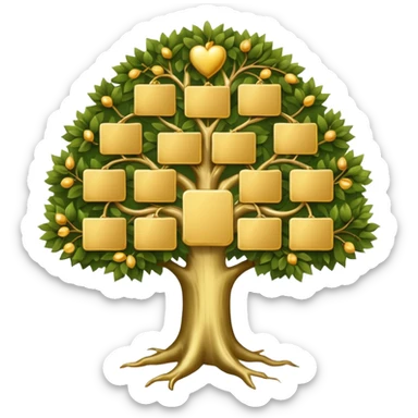 family diagram tree with gold cards sticker