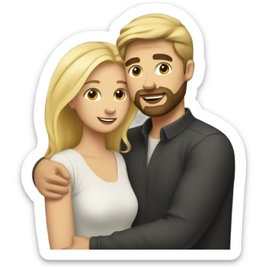 white male dark hair with beard hugging blonde woman sticker