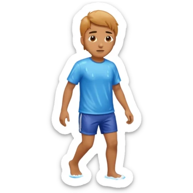 A man getting wet in the rain sticker