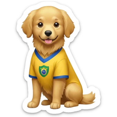 Golden retriever usando camisa do brasil full body  sticker