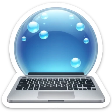 laptop inside a bubble  sticker