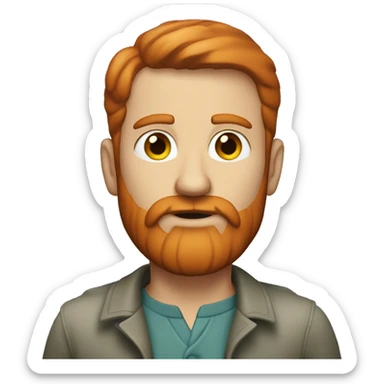 Serious man with short red hair, well-defined trimmed beard, sharp gray-green eyes sticker