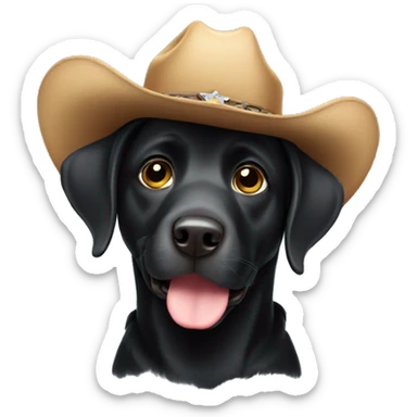 Black labrador wearing cowboy hat sticker