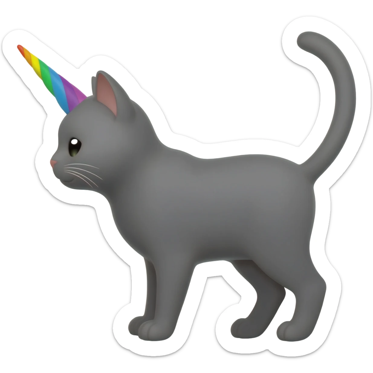 Cat with a rainbow unicorn horn sticker