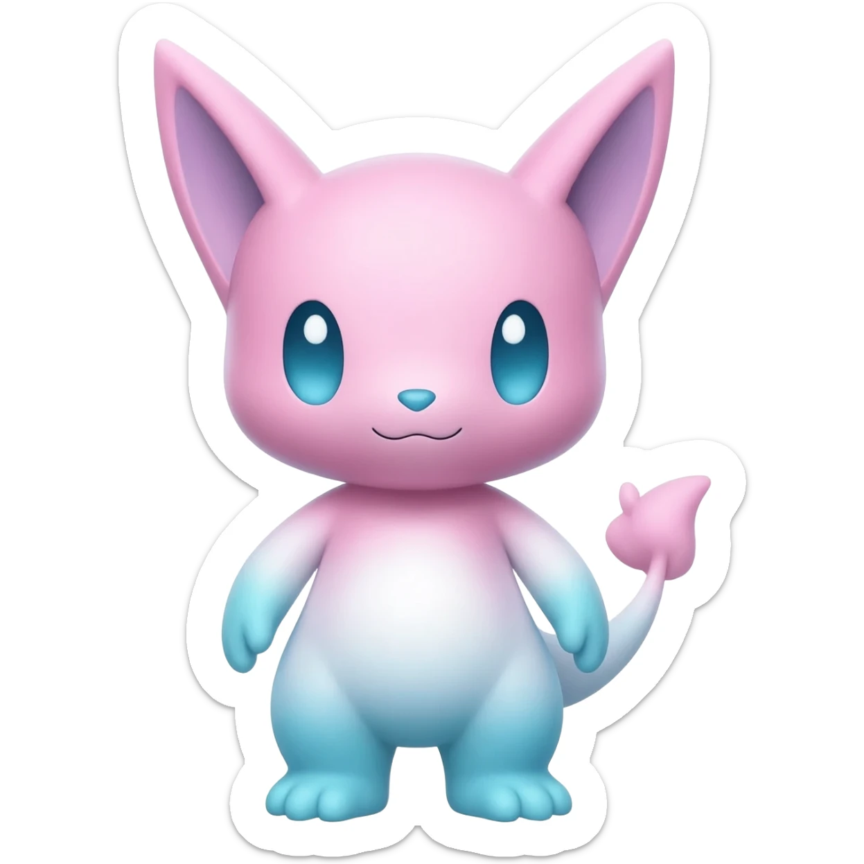 Cute cool kawaii pink-white-blue-gradient fakemon-digimon-creature sticker