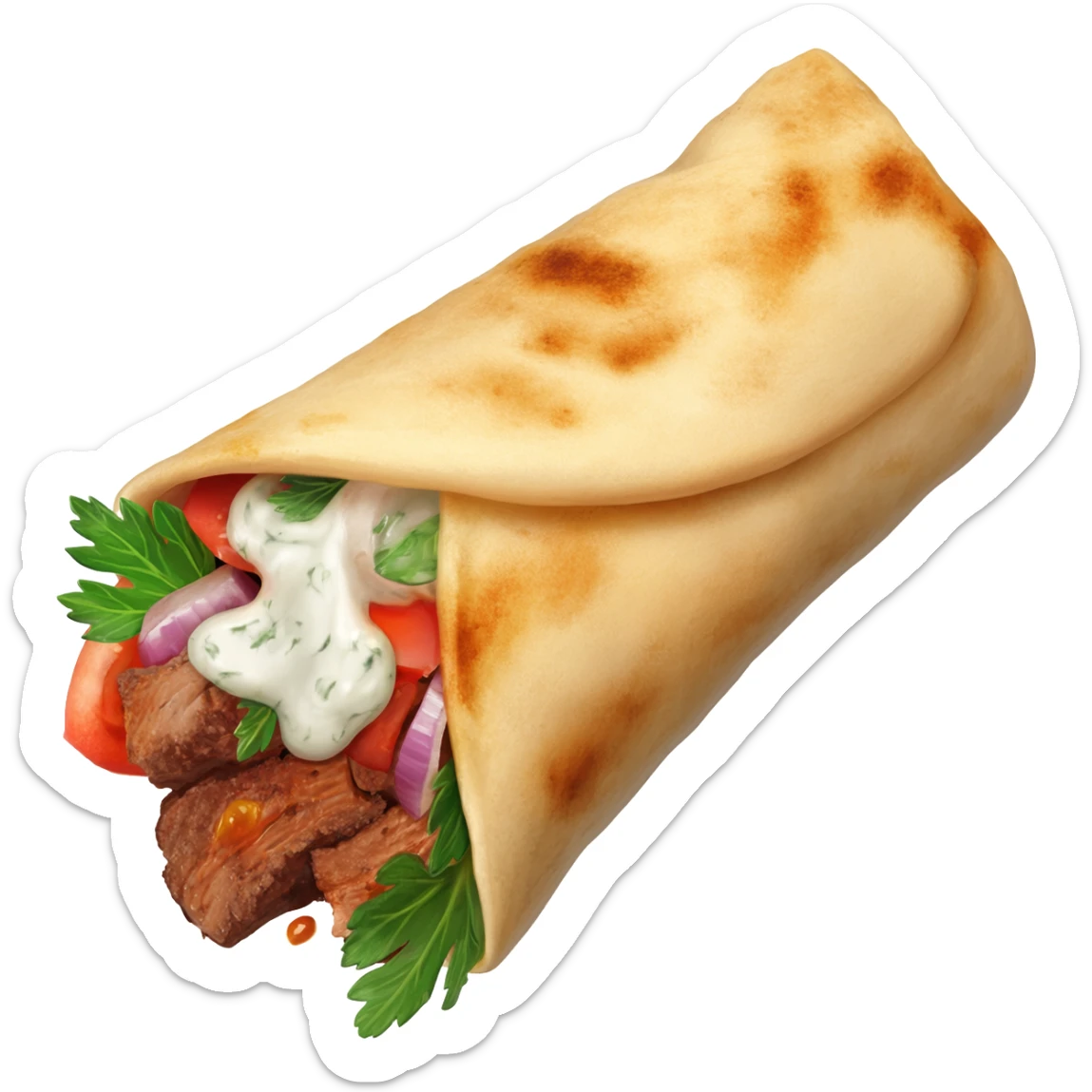a shawarma that is dripping with sauce twitter emoji style sticker