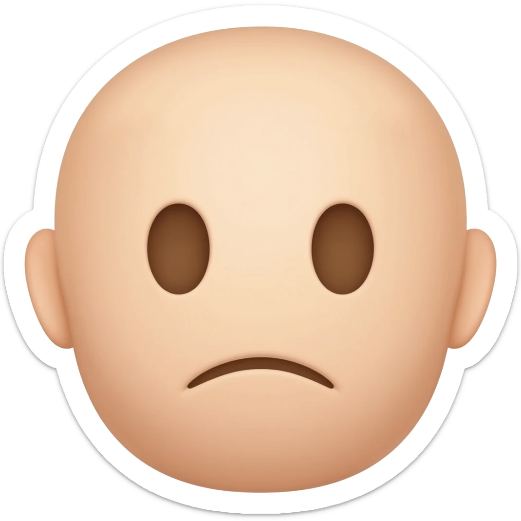 Black emoji with white face with frown close mouth sticker
