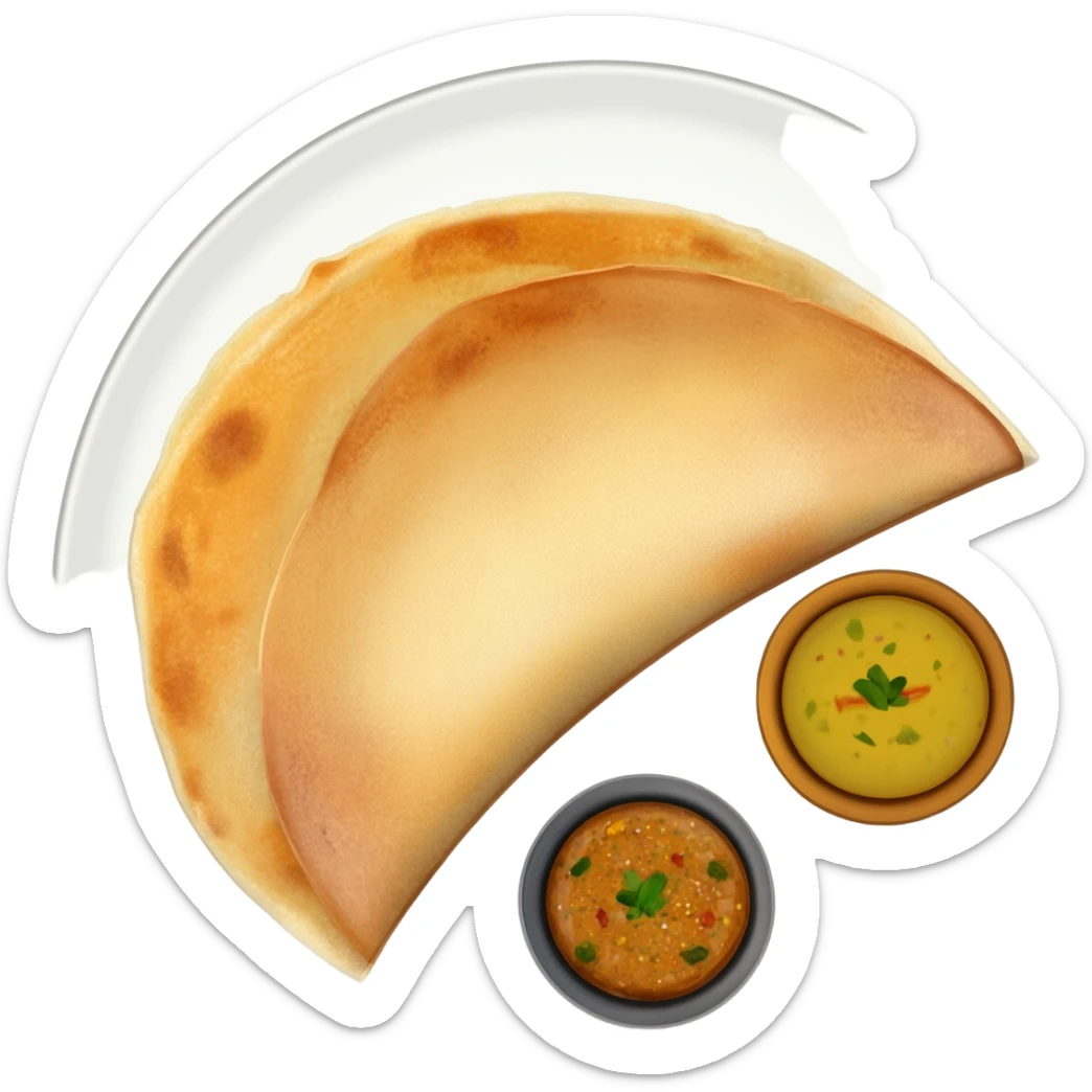 Beene dosa with sambar in different small bowl in the plate sticker