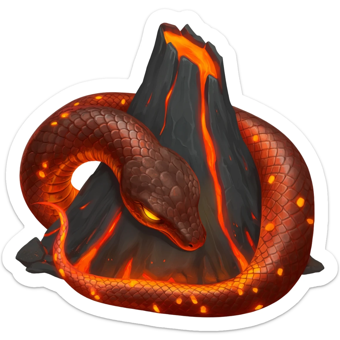 a sleeping Lava Serpent sticker