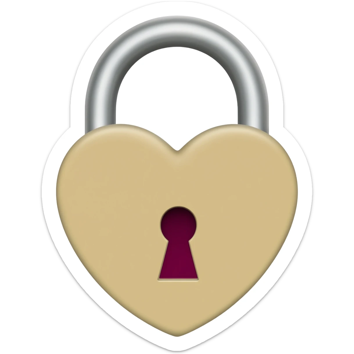 Light beige heart-shaped lock and key burgundy sticker