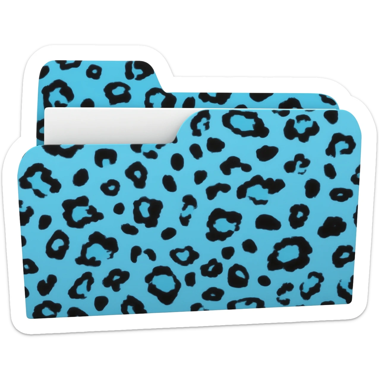 light blue black cheetah print file folder sticker