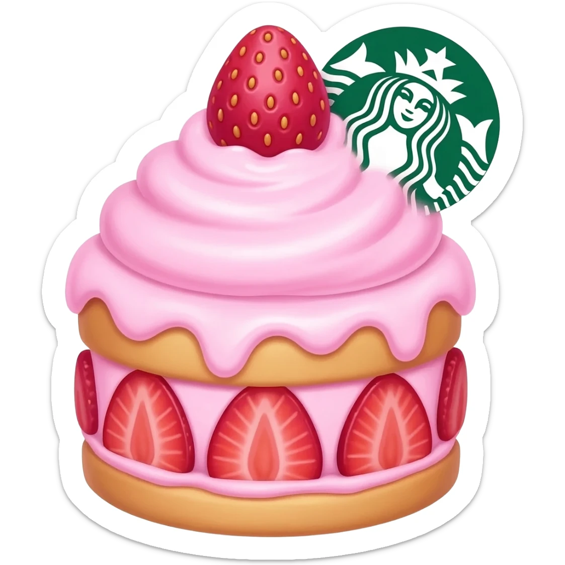Neon pink strawberry cute Starbucks shortcake sticker