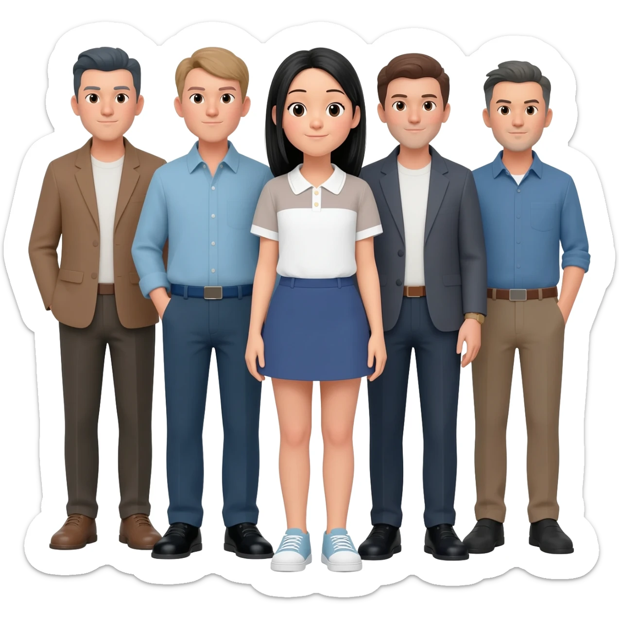 Asian girl with 5 other guys sticker