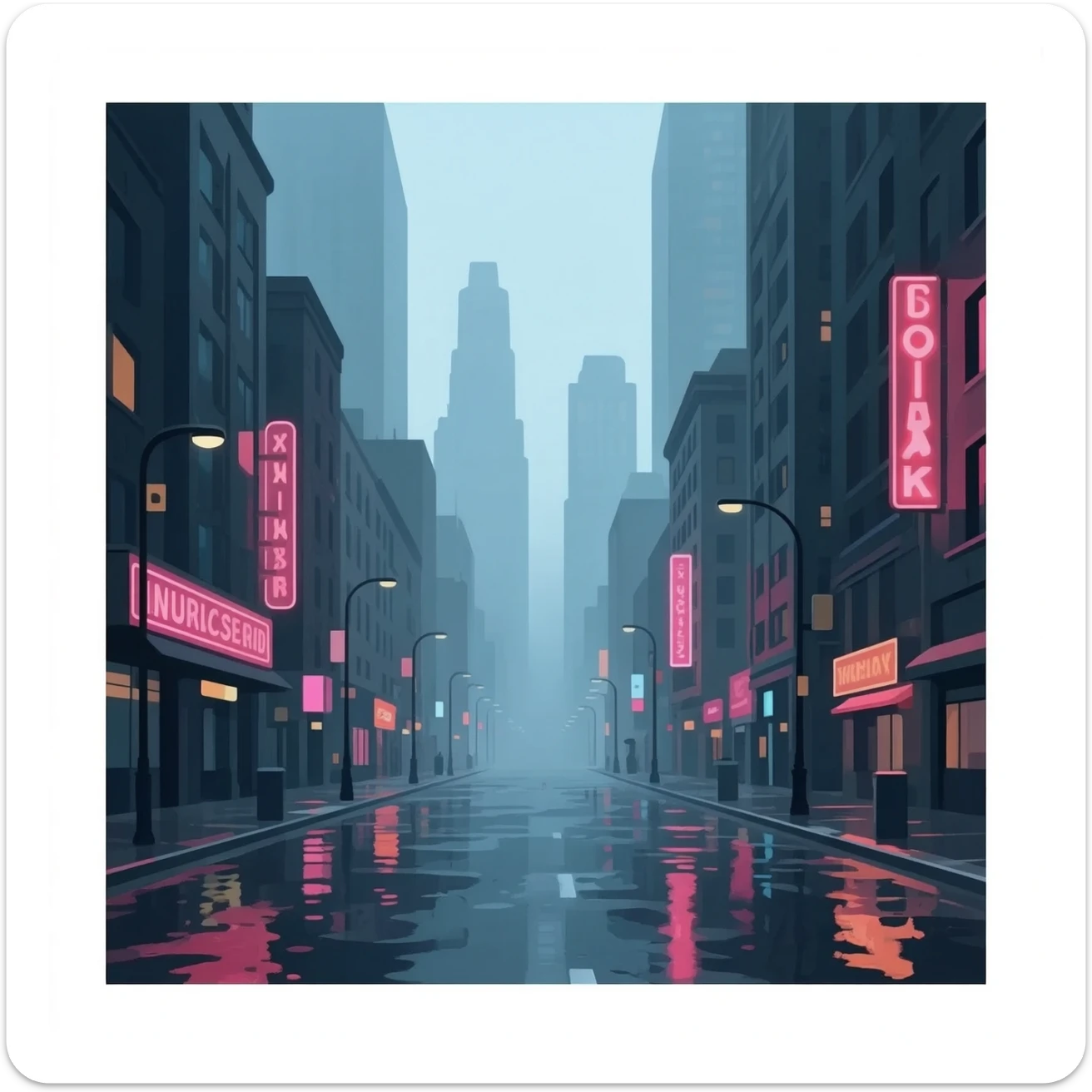 City rainy day sticker
