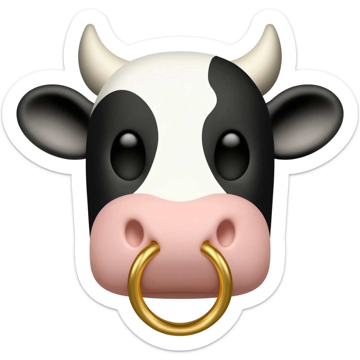 a head of a cute cow with a ring in its nose sticker