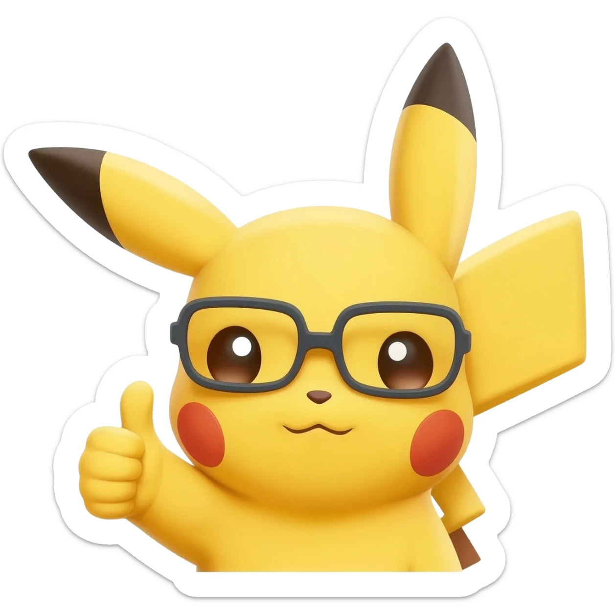 pikachu 2d face only thumbs up wearing glasses sticker