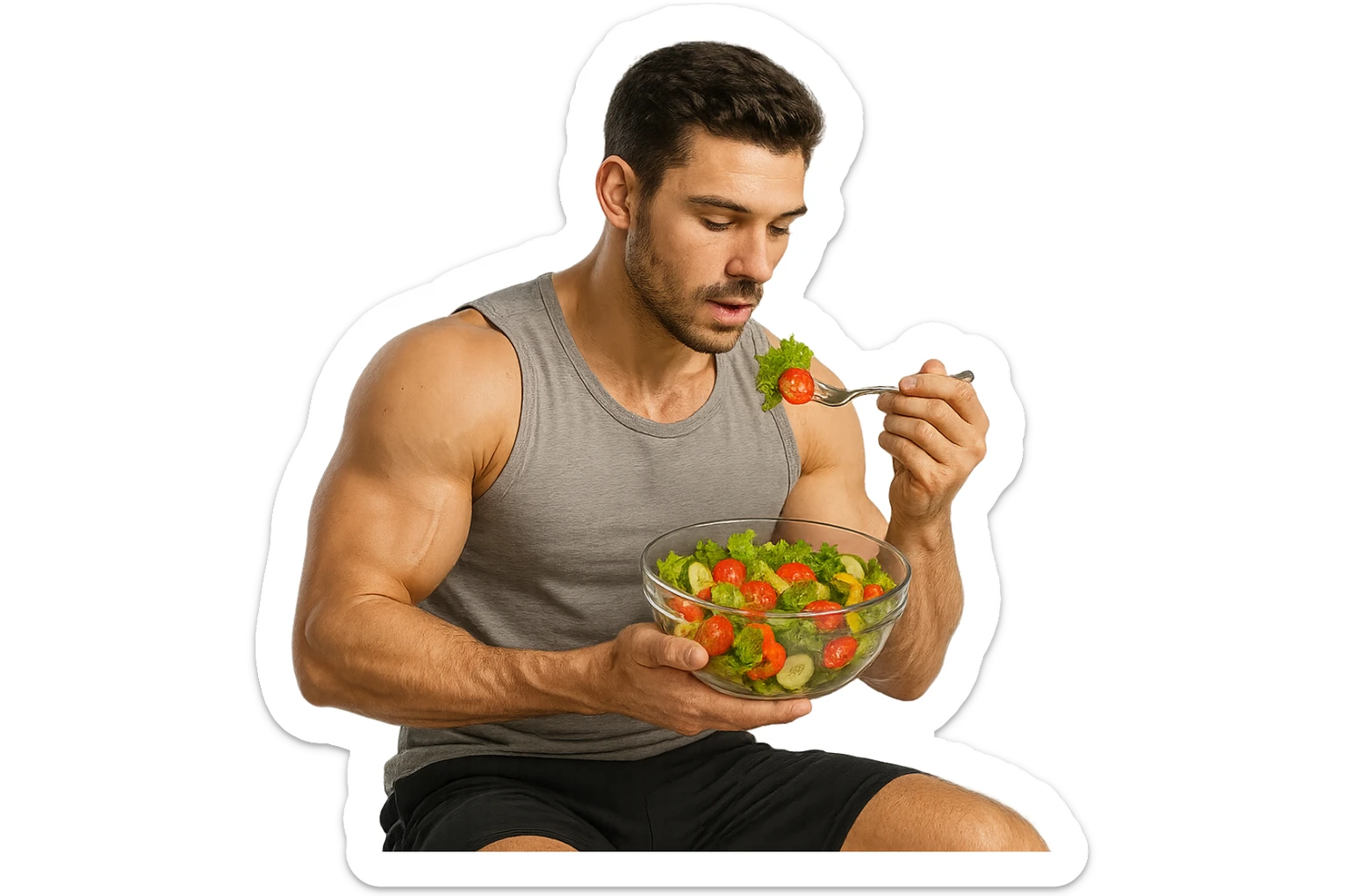 UOMO FITNESS CHE MANGIA INSALATA sticker
