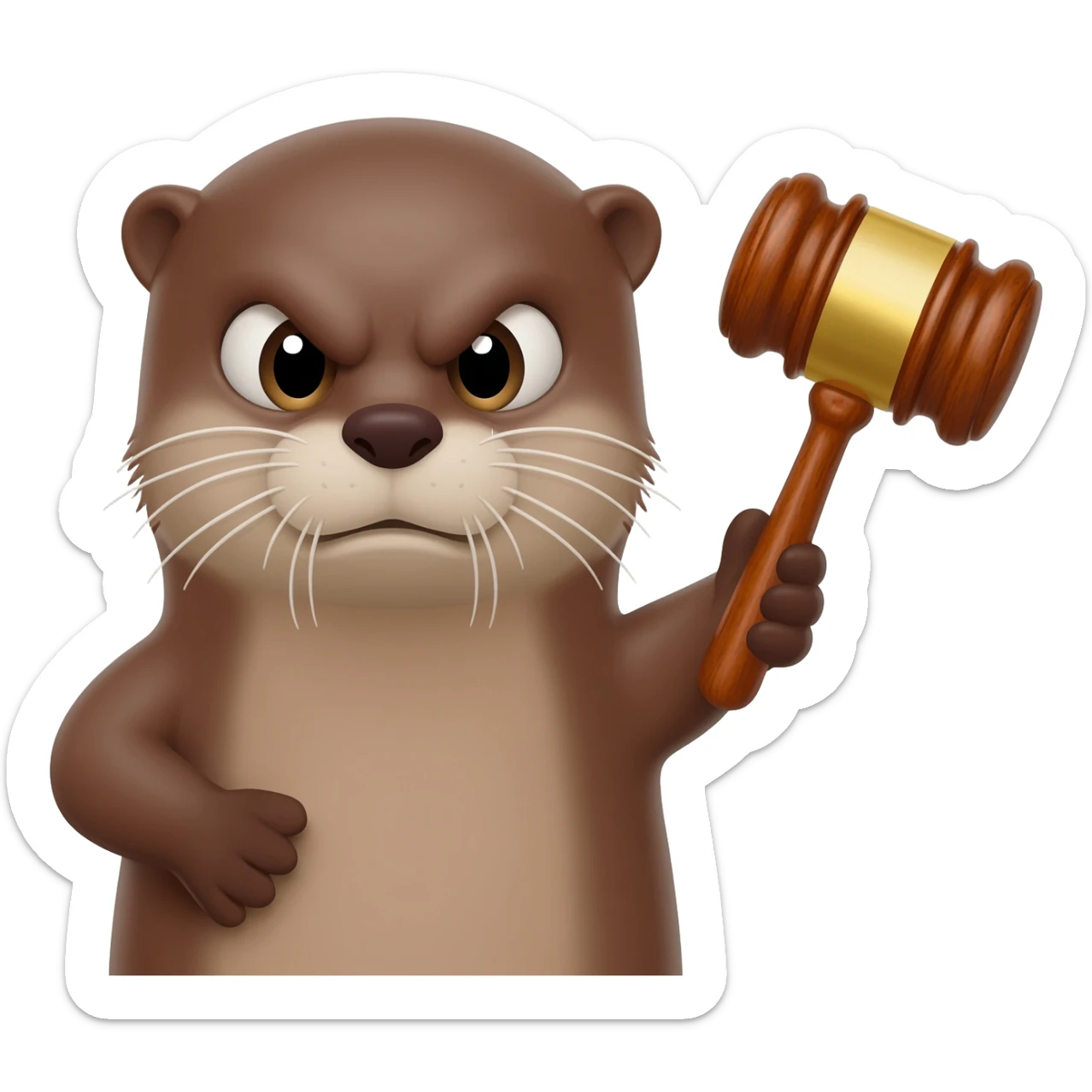 angry otter head with a judge's gavel sticker