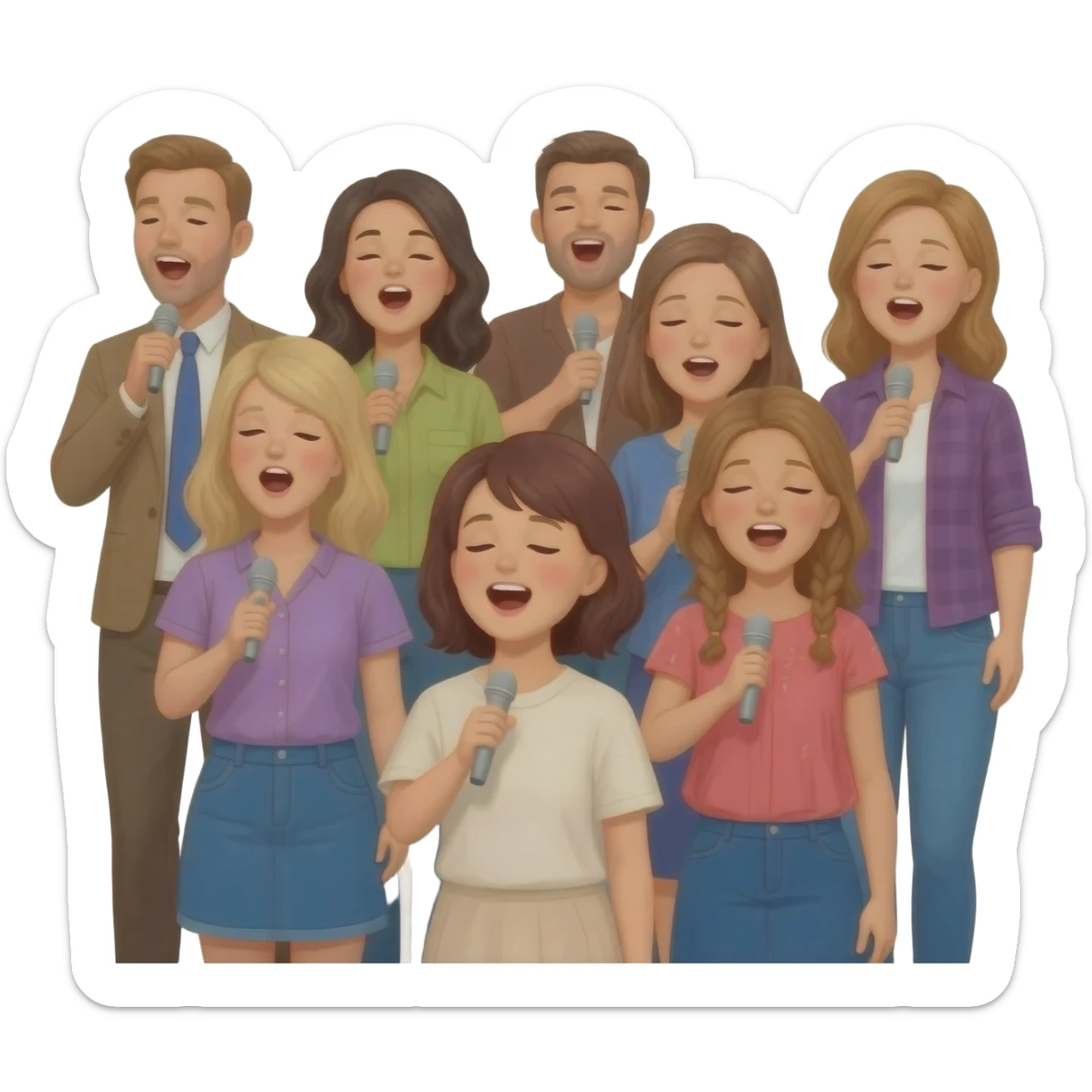 people singing no microphones sticker