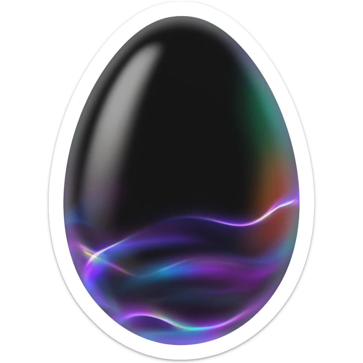 magical black egg with magical waves going around it sticker
