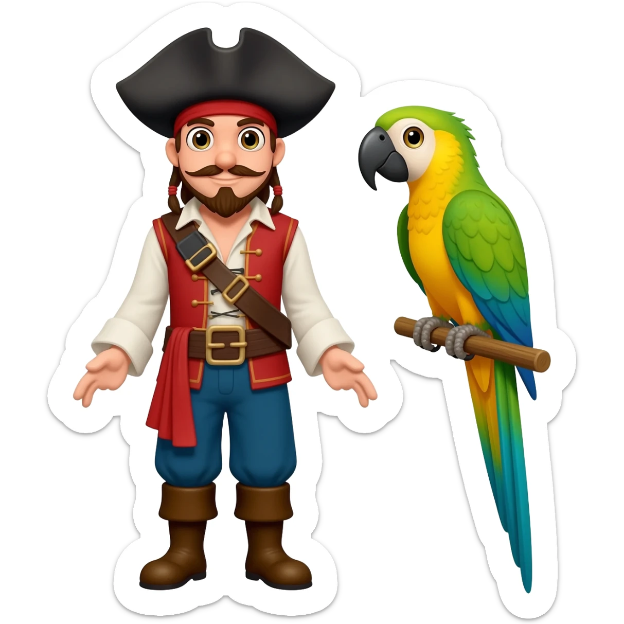 pirate and parrot sticker